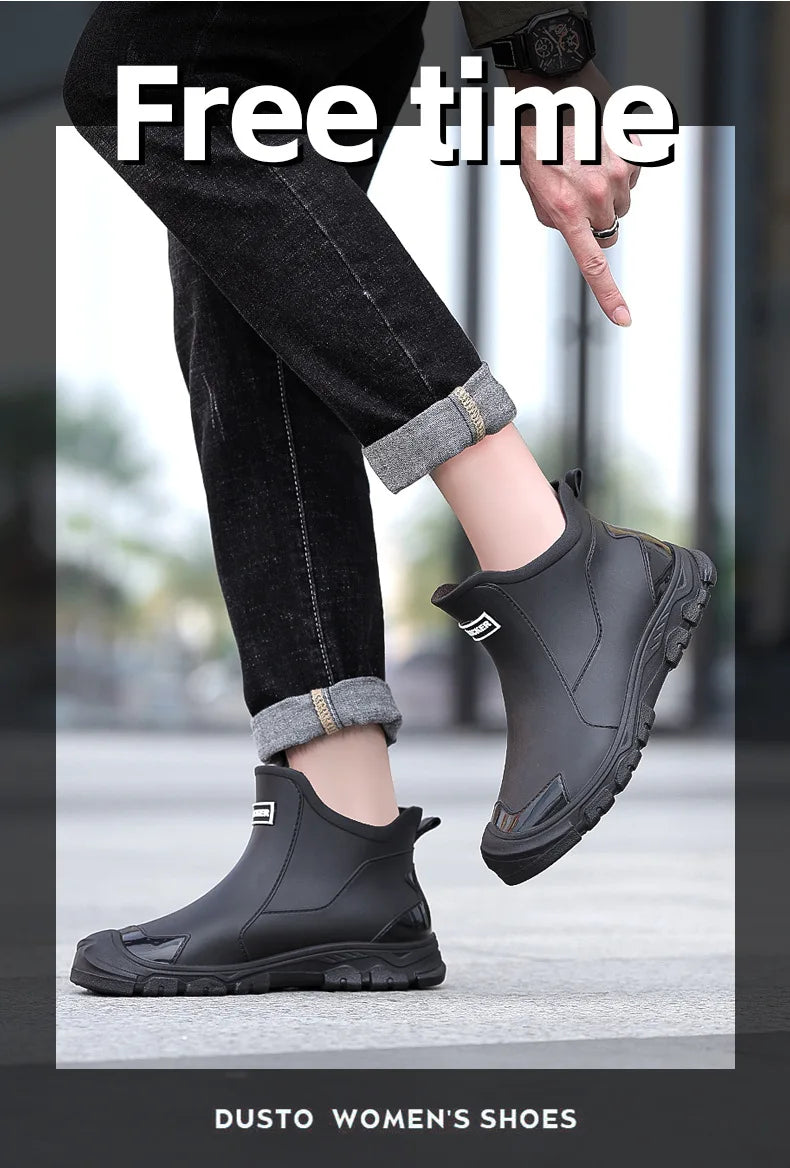 Men’s Waterproof Wear-Resistant Rubber Short Boots